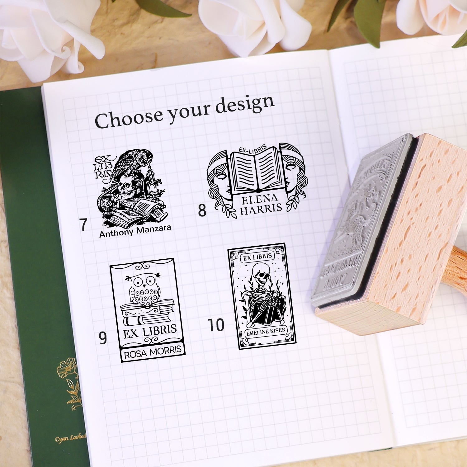 Custom Rectangle Classic Series Book Wooden Rubber Stamps (10 Designs)2