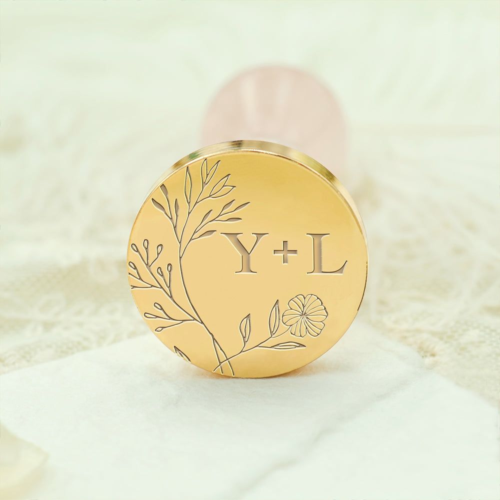 Borderless Botanical Wedding Custom Wax Seal Stamp with Double Initials-2 2-3