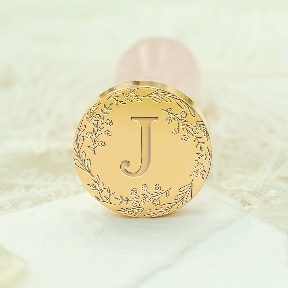 Custom Single Letter Borderless Botanical Wax Seal Stamp - Style 9 9